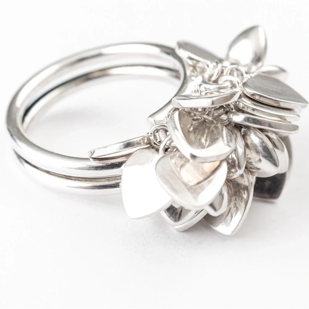 Vintage statement ring heart cluster sterling silver 8 - Picture 7 of 16